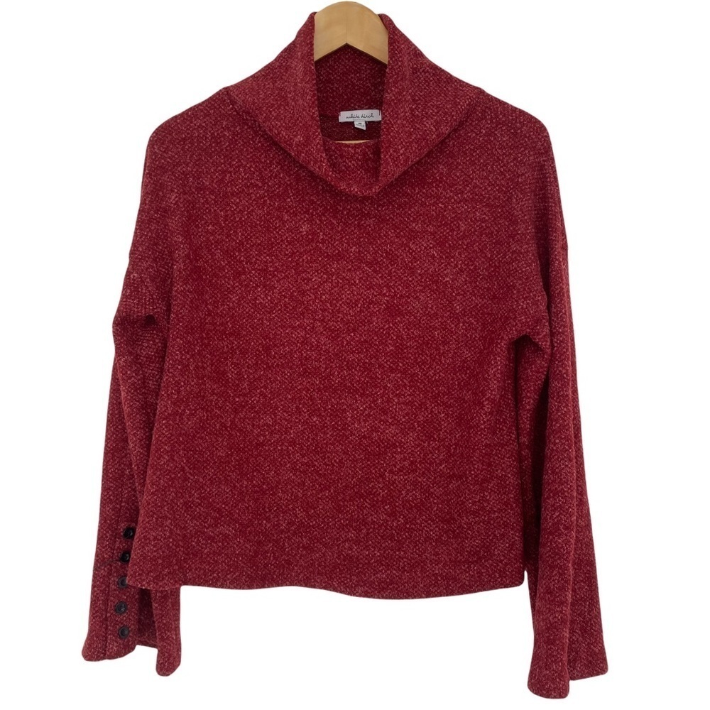 White Birch soft cowl neck cropped soft red sweater, M